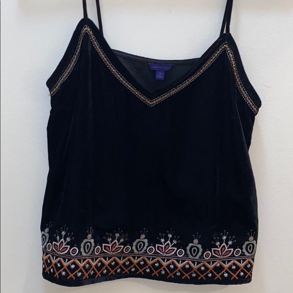 Black Velvet Embroidered Aeropostale Tank Top